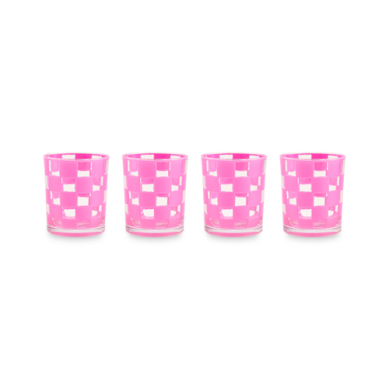 Pink Check Acrylic Tumblers, Set of 4