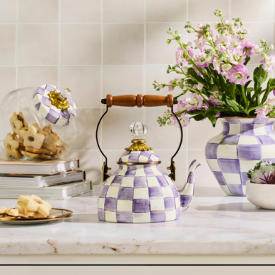 Violet Check 1 Quart Tea Kettle