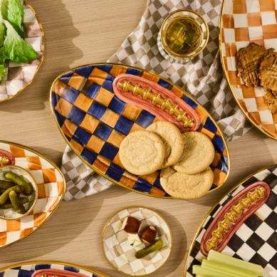 Ginger & Indigo Check Football Platter