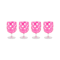 Pink Check Acrylic Water Goblets, Set of 4