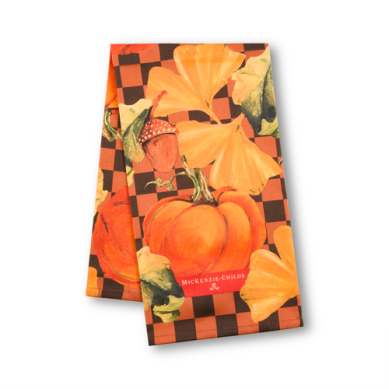 Checked Pumpkin Harvest Printed Dish Towel