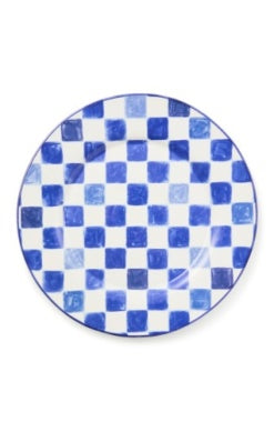 Indigo Check Round Platter