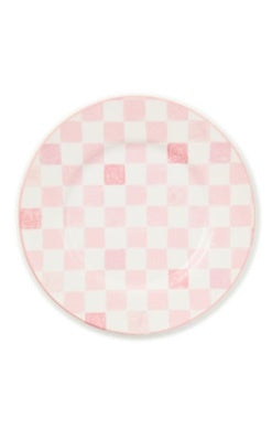 Pink Check Dinner Plate