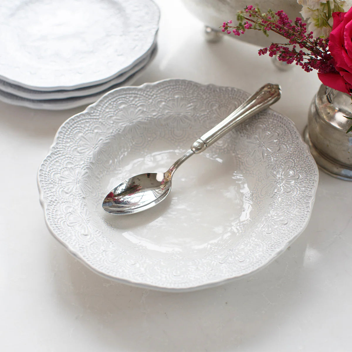 Merletto White Pasta/Soup Bowl