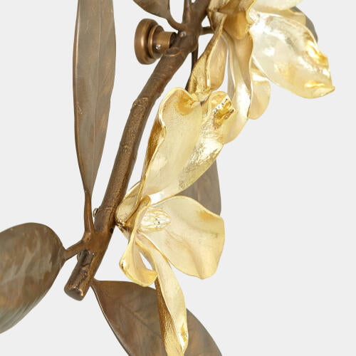 Magnolia Branch Wall Art-Antique Brass/Gold