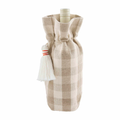 Taupe Check Thanksgiving Wine Bag