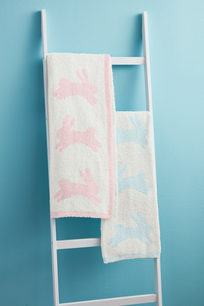 Blue Chenille Bunny Blanket - Thumbnail 2