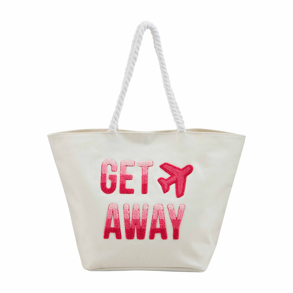 White Get Away Beach Tote