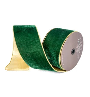 Green Velvet & Gold Ribbon