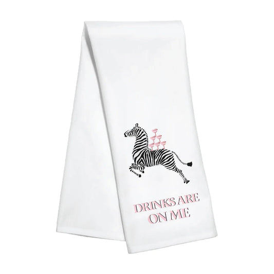 Drinks On Me Zebra Tea Towel